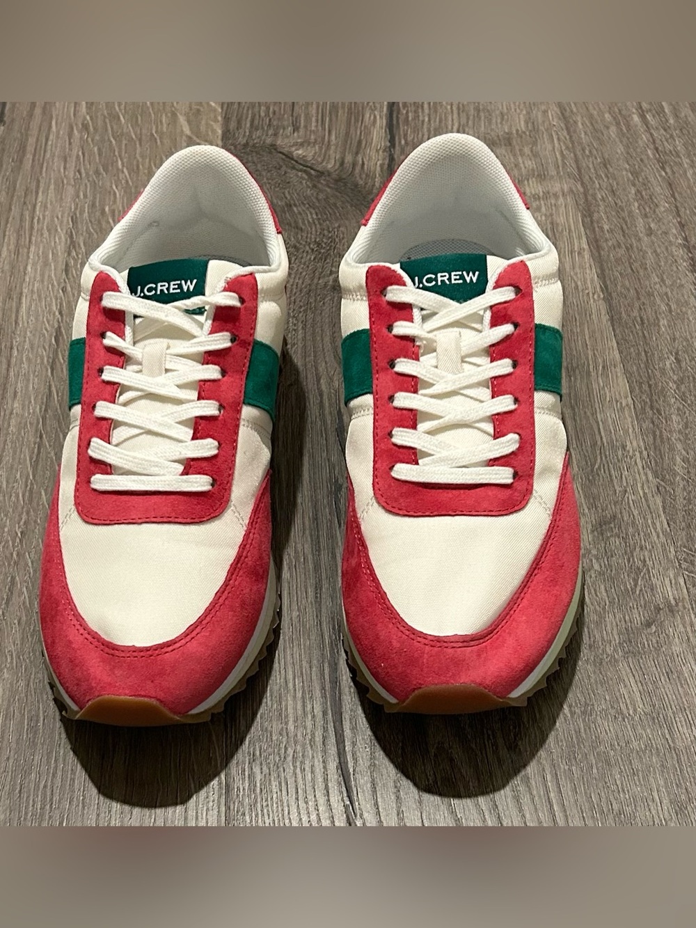 J. Crew Pink and Green Suede-Trim Low-Top Sneakers